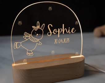 Personalisierte Nachtlampe aus Acryl, Babygeschenk Geburt, Taufgeschenk, Kinderzimmer, Geburtstagsgeschenk, Nachttischlampe