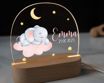 Personalized night lamp made of acrylic, baby gift birth, christening gift, children's room, birthday gift, bedside lamp, baby gift