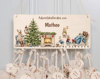 Personalized wooden Advent calendar with name, jute bag for filling, children's Christmas, Advent box, baby gift, Christmas decoration