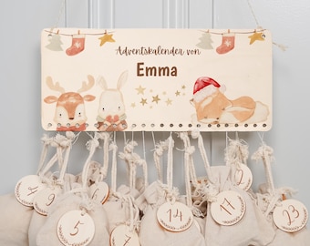 Personalized wooden Advent calendar with name, jute bag for filling, children's Christmas, Advent box, baby gift, Christmas decoration
