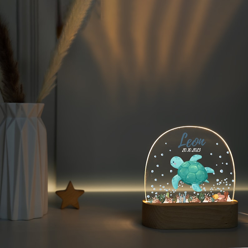 Lampe de nuit personnalisée en acrylique, cadeau naissance bébé, cadeau baptême, chambre enfant, cadeau anniversaire, lampe de chevet, cadeau bébé image 2