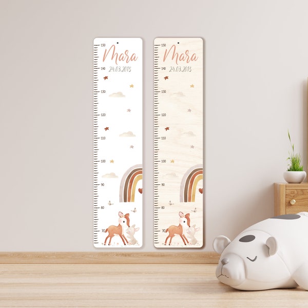 Personalized measuring rod 65 -150 cm made of wood, personalized with name and motif, measuring bar, christening gift, children's room, birthday