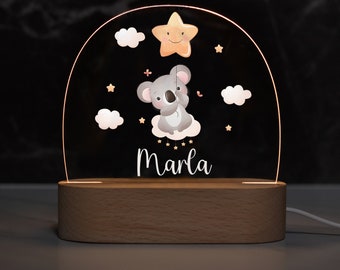 Personalisierte Nachtlampe aus Acryl, Babygeschenk Geburt, Taufgeschenk, Kinderzimmer, Geburtstagsgeschenk, Nachttischlampe