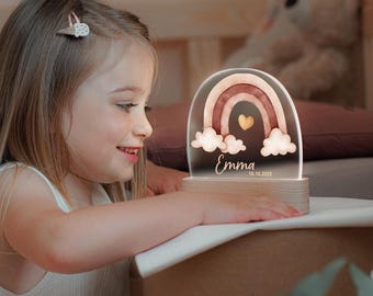Night lamp personalized Boho Bear Rainbow, baby gift birth, gift for birth, christening gift, birthday gift, night light