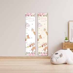 Asta di misurazione personalizzata 65 -150 cm in legno, personalizzata con nome e motivo, barra di misurazione, regalo di battesimo, camera dei bambini, compleanno