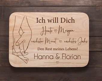 Valentinstagsgeschenk, Frühstücksbrett, Brettchen personalisiert, Geburtstagsgeschenk, Holzbrett mit Gravur, Vesperbrett,