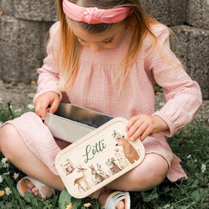 Boîte à lunch personnalisée cadeau pour l'inscription à l'école - boîte à lunch en acier inoxydable nom maternelle garderie école couvercle en bambou enfants durables