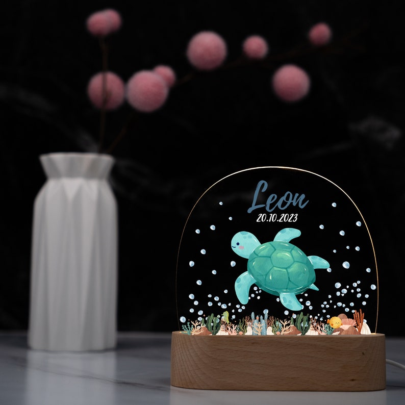 Gepersonaliseerde acryl nachtlamp, kraamcadeau, doopcadeau, cadeau voor de babykamer, verjaardagscadeau, nachtlampje, babypresentje afbeelding 1