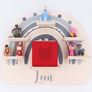 Tonieregal personalisiert mit Name für 15 Figuren aus Holz, und Motiv, Messleiste, Taufgeschenk, Kinderzimmer, Geburtstag