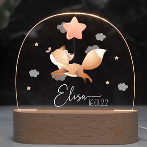 Personalized acrylic night lamp, baby gift birth, christening gift, children's room, birthday gift, bedside lamp image 1