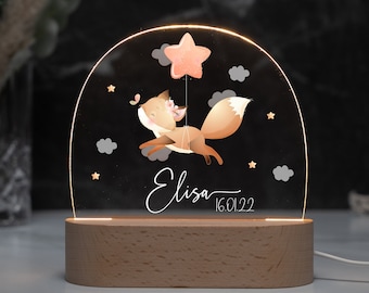 Personalized acrylic night lamp, baby gift birth, christening gift, children's room, birthday gift, bedside lamp