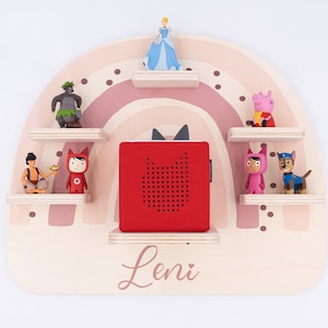Tonieregal personalisiert mit Name für 15 Figuren aus Holz, und Motiv, Toniebox Regal, Taufgeschenk, Kinderzimmer, Geburtstag
