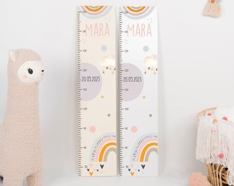 Personalized height chart for children - Handmade from aluminum composite or wood, christening gift, personalized height chart, birth gift
