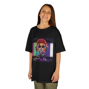 Colorful Kids Graphic Tee: Retro Style Heavy Cotton Shirt