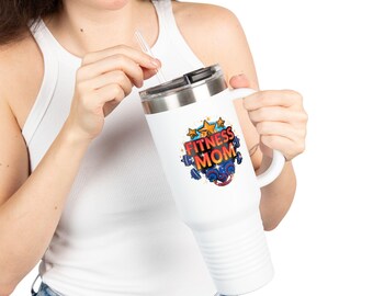 Tazza termica da viaggio con logo Fitness Mom / Bicchiere isolante da 40 oz