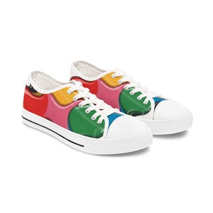 Colorful Women&#39;s Low Top Sneakers, Vibrant Casual Shoes, Fun Spring Fashion, Unique Athletic Sneakers, Everyday Wear, Gift for Her