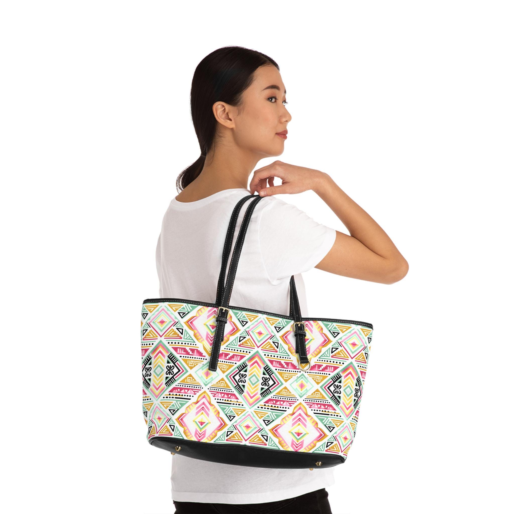 Colorful Aztec Geometric Pattern Shoulder Bag | Tribal Tote - Etsy