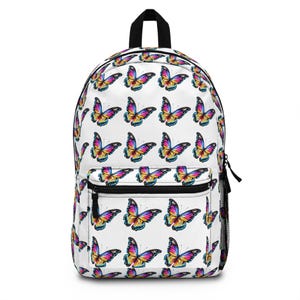 Colorful Butterfly Backpack - Back To School,Trendy School Bag, Floral Backpack, Gifts for Her, Travel Bag, Eco-Friendly Accessories
