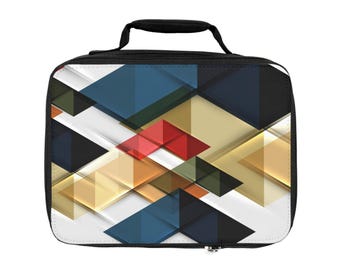 Geometric Abstract Pattern Lunch Bag | Modern Triangle Design
