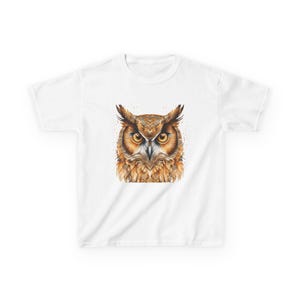 Owl Graphic Kids Tee, Cute Animal Shirt, Unique Gift for Children, Owl Lover Apparel, Birthday Present, School Wear