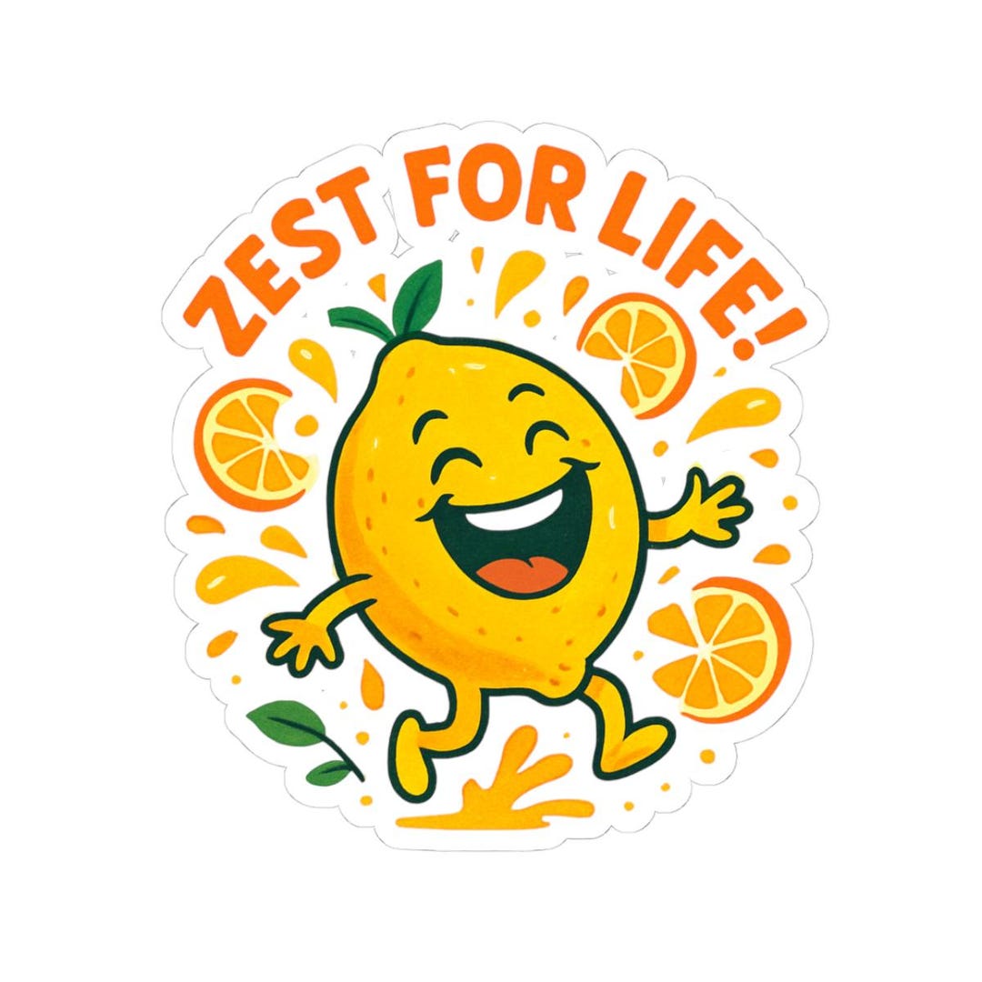 Sticker Citron Sticker personnage citron Zest for Life | Autocollant en vinyle à ...