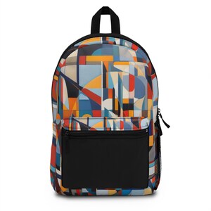 Colorful Geometric Design Backpack | Trendy School Bag, Stylish Travel Backpack, Unique Laptop Bag, Gift for Students, Art Lover Backpack