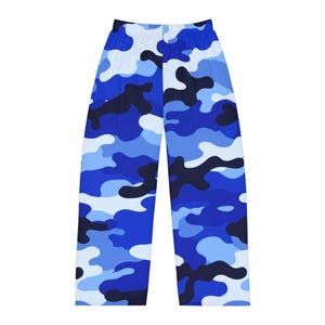 Blue Camo Men&#39;s Pajama Pants, Comfortable Sleepwear, Gift for Him, Lounge Pants, Cozy Camo PJs, Relaxing Homewear