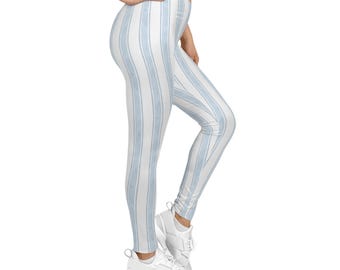 Lichtblauwe legging met verticale strepen | Casual legging