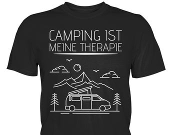 Outdoor Camping T-Shirt mit Spruch "Camping ist Meine Therapie"