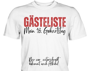 T-Shirt 18. Geburtstag Party Gästeliste Junge Mädchen Lustiges Gästebuch Geschenk