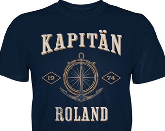 Kapitän T-Shirt, Maritimes Geschenk, Anker Shirt, personalisiert mit Namen und Jahr