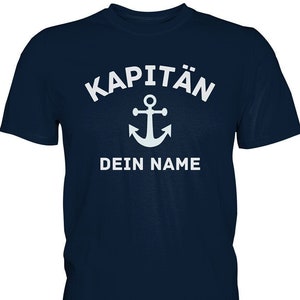 Kapitän T-Shirt Herren, Anker Motiv mit Name für Kapitäne, Bootsbekleidung personalisiert