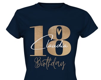 T-Shirt 18. Geburtstag Mädchen personalisiert Wunschname
