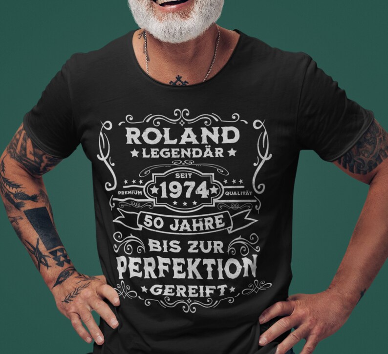 50. Geburtstag T-Shirt personalisierbar, Vintage 1974 Shirt mit Name Bild 4