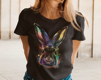 Ostern T-Shirt Damen Ostershirt mit bunten Osterhase