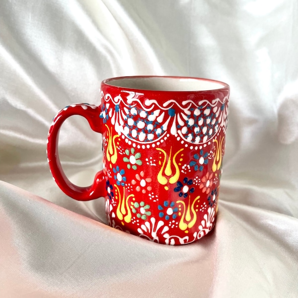 Ceramic Coffee Mug, Handmade Floral Coffee Mug, Unique Ceramic Coffee Cup, Housewarming Gift, Gift for mom, Gift for her, Pottery Mug