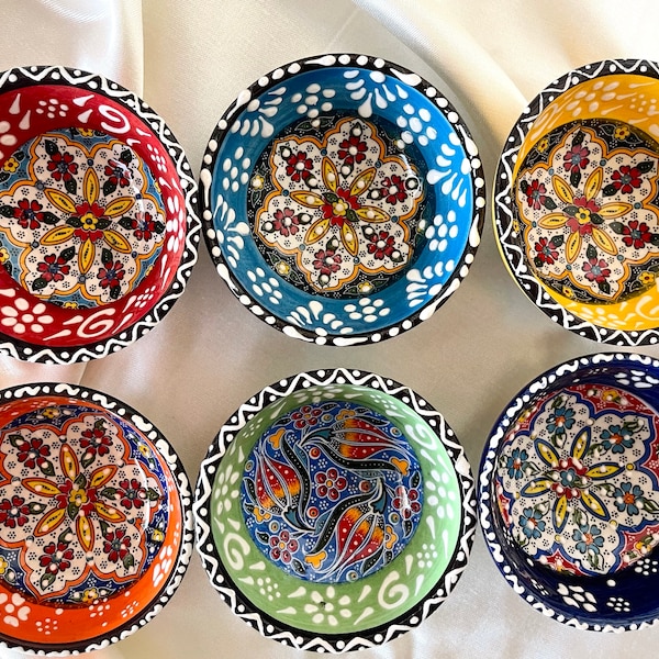Ceramic Bowls 8cm, Handmade Turkish Ceramic Bowl, HandPainted, Microwave Free, Lead-Free, Food-Safe, Handmade Pottery, Gifts For Mom