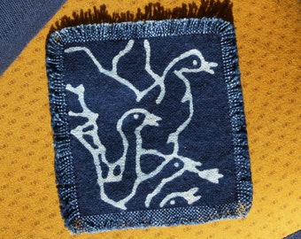 Indigo patch | Geese, Cotton, Handmade, Indigo dye