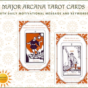 Cartes de tarot des arcanes majeurs à utiliser au quotidien ou à offrir | | Mots-clés sur les cartes pour référence | Téléchargement instantané des cartes de tarot