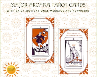 Major Arcana Tarot Karten: tägliche Affirmation & Schlüsselwörter (Instant Download)