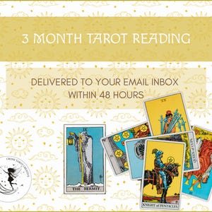 Lettura dei tarocchi di 3 mesi / Lettura intuitiva dei tarocchi di 3 mesi via email / Lettura dei tarocchi stampabile di 3 mesi con consegna in 48 ore