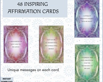 48 Cartões de Afirmação Inspiradores: Inspiração Diária (Download Instantâneo)