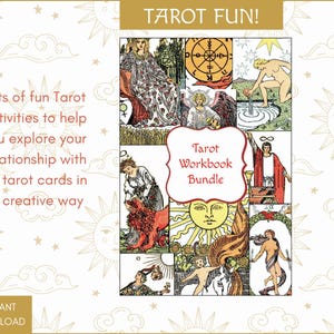 Werkboek tarotkleuren en activiteiten| Creatieve manieren om je kennis van tarot uit te breiden | Rider-Waite-kaarten om in te kleuren, uit te knippen en te bewaren
