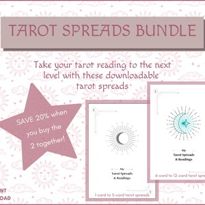 Tarot card spreads: 1-card to 12-card spreads in one bundle | Tarot journal & workbook| Record your tarot readings | Printable tarot