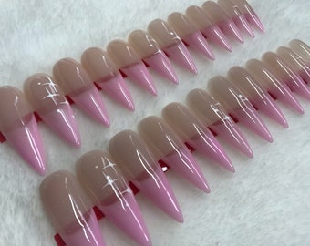 Pink French Tip | Acrylic Nails | 24pcs Handmade
