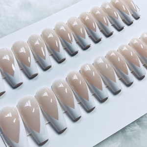 24Pcs Long White French Tips