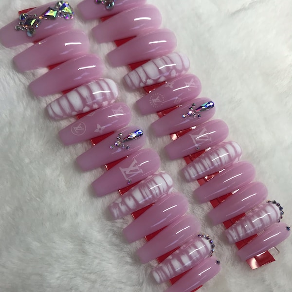 24pcs long ballerina pink crocodile