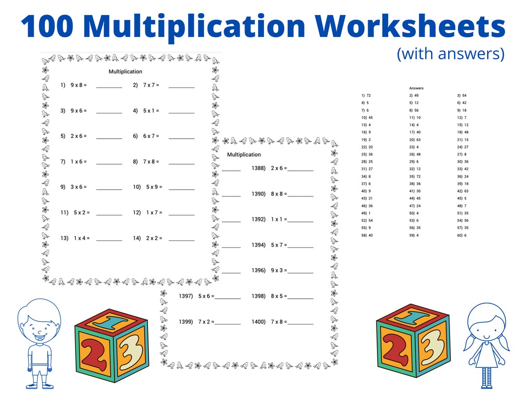 100 Printable Maths Worksheets + *bonus 20 Sudoku Puzzles With ...