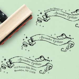 Stamp Book Personalized From the Library of Stamp Custom Name Stamp Return Address Stamp Self Inking Name Stamp Book Stamp Wizard School Map