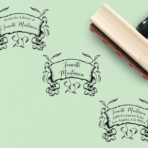CUSTOM STAMP Book Stamp From the Library of Stamp Return Address Stamp Self Inking Personalized Custom Name Stamp Wizard School Map